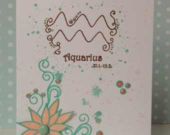 Greeting card zodiac Sign "Aquarius"