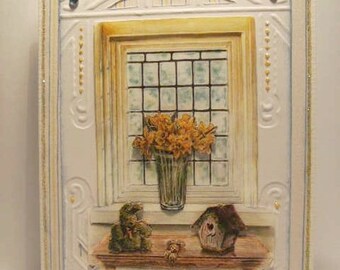 Easter card "Spring window"