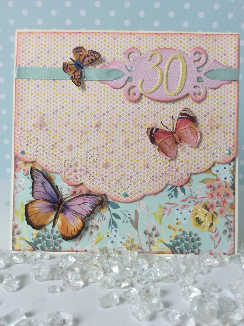 Greeting card for the 30s with butterflies image 1