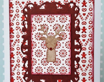 Weihnachtskarte "Weihnachtsbaum in rot"