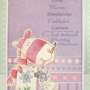 Tarjeta de cumpleaños "cebra rosa"