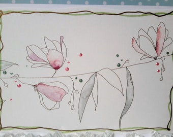 Greeting card "Flowers on the ribbon"