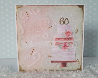 60th birthday greeting card "Birthday cake"