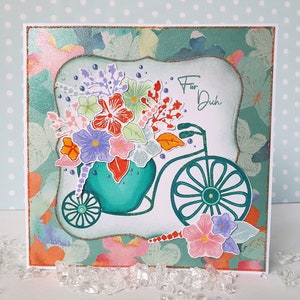 Carte de vœux « Fleurs sur le vélo »