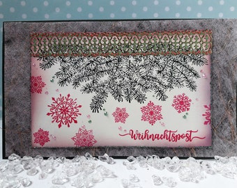 Weihnachtskarte "rosa Schneeflocken"