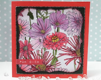 Congratulations card "Pink Flower Bed"