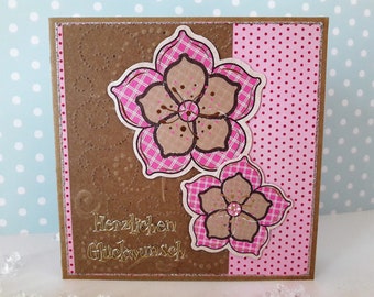 Geburtstagskarte "rosa Blumen"