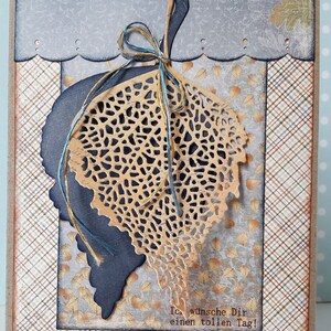 Carte de félicitations "feuilles en filigrane"