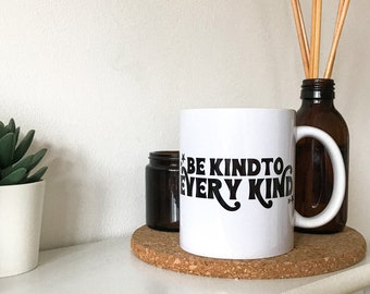 Be Kind To Every Kind Vegan Mug With Coaster Set // ThePunkyBunny