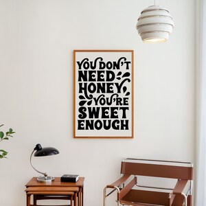 You Don’t Need Honey Vegan Recycled Art Print Retro Poster