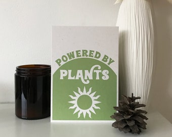Powered By Plants Retro Minimalist Green Vegan Art Print Poster