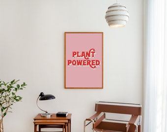 Plant Powered Pink and Red Recycled Art Print Poster Vegan