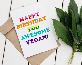 Happy Birthday Vegan Greeting Card // LGBTQ+