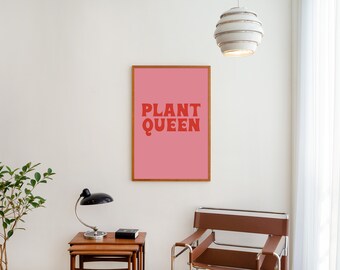 Plant Queen Retro Pink Recycled Art Print Poster Vegan