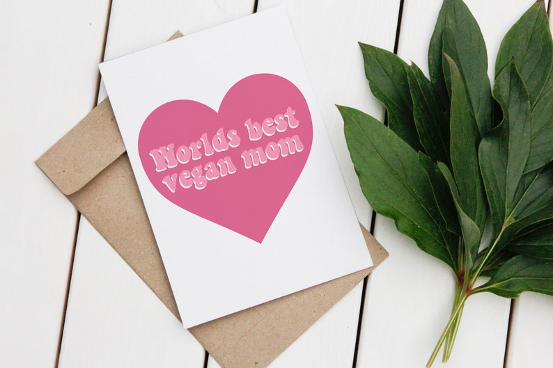 Worlds Best Vegan Mum/Mom Card Mothers Day image 1