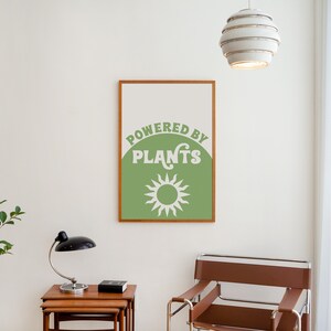 Powered By Plants Retro Minimalist Green Vegan Art Print Poster image 2