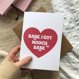 I Got Nooch Babe Heart Vegan Valentine Card Red Retro Eco Friendly image 2