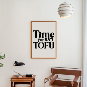 Time for Tofu Retro Black and White Recycled Print image 1