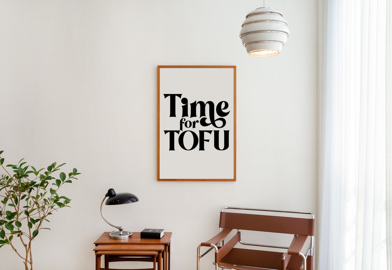 Time for Tofu Retro Black and White Recycled Print image 1