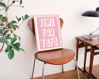 Time for Tofu Pink Retro Recycled Print