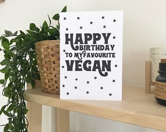 Retro Vegan Birthday Greeting Card