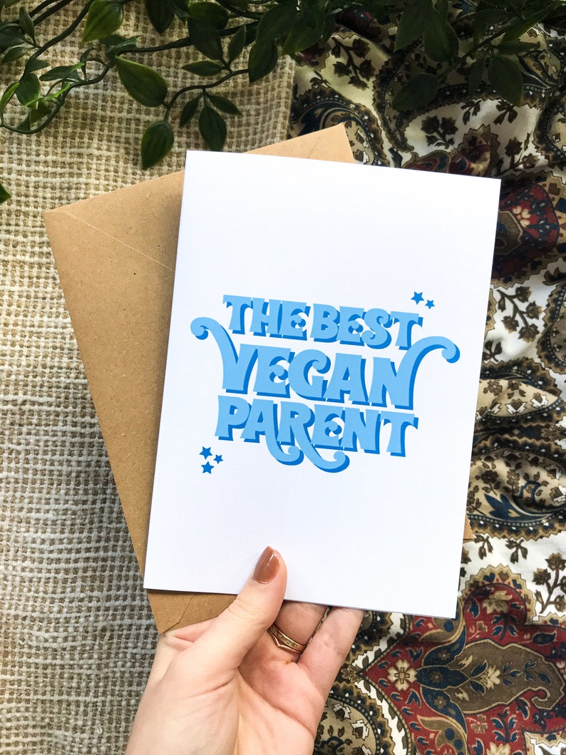 Best Vegan Parent Card Veganism Blue image 1