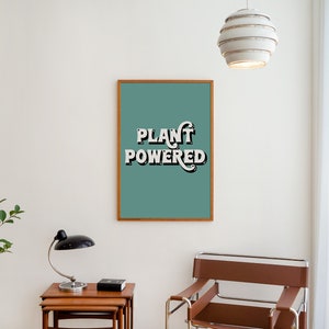 Plant Powered Retro Vegan Recycled Art Print Poster