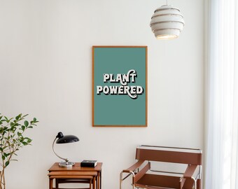 Plant Powered Retro Vegan Recycled Art Print Poster