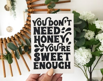 You Don’t Need Honey Vegan Recycled Art Print Retro Poster