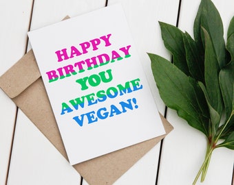 Happy Birthday Vegan Greeting Card // LGBTQ+