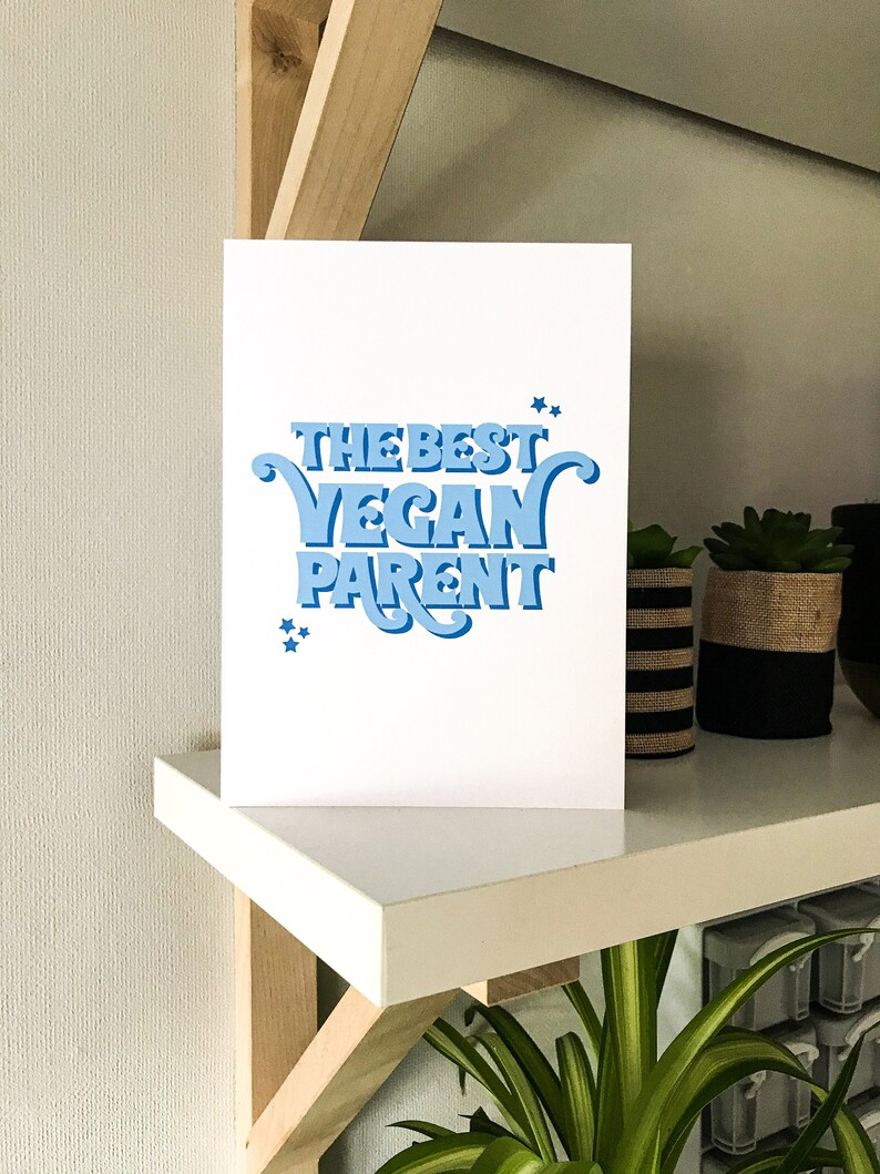 Best Vegan Parent Card Veganism Blue image 2