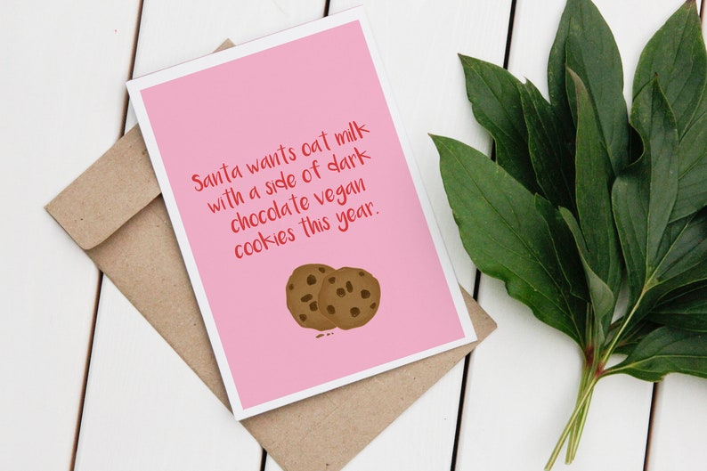 Santa Wants Vegan Cookies Christmas Card image 0