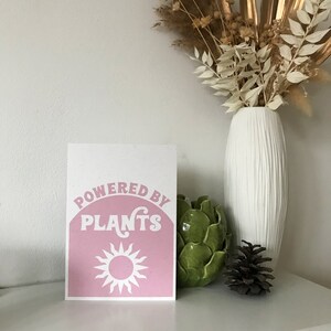 Powered By Plants Retro Minimalist Pink Vegan Art Print Poster image 4