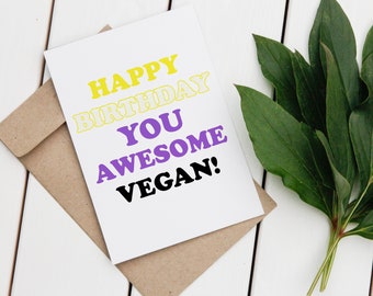 Happy Birthday Vegan Greeting Card // LGBTQ+