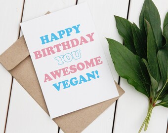 Happy Birthday Vegan Greeting Card // LGBTQ+