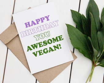 Happy Birthday Vegan Greeting Card // LGBTQ+
