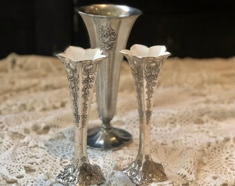 Vintage Silver Vases Etsy