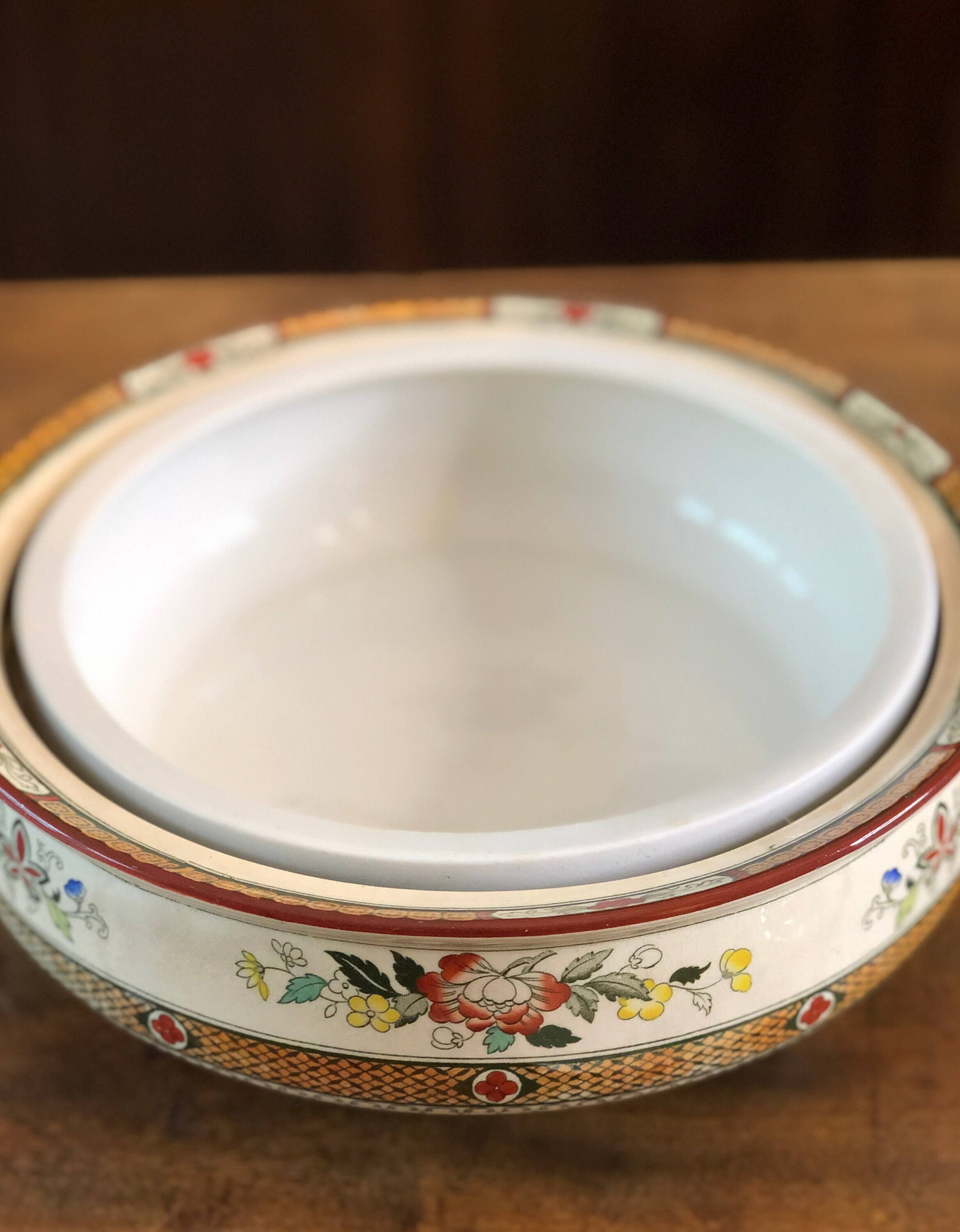 Serving Dish Lid Shallow Interior Bowl Oriental Ivory Etsy Canada