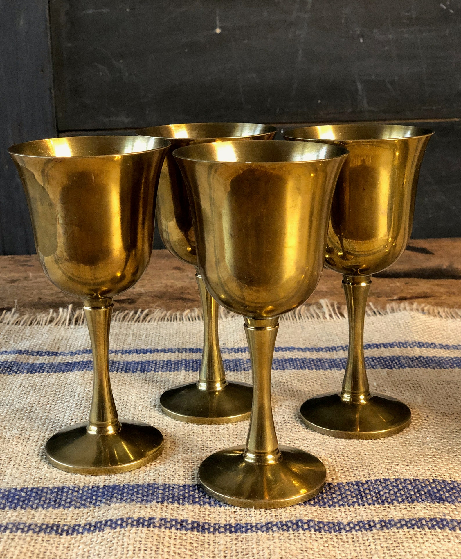 Brass Goblets Set of 8 Wedding Brass Boho Wine Glasses Etsy