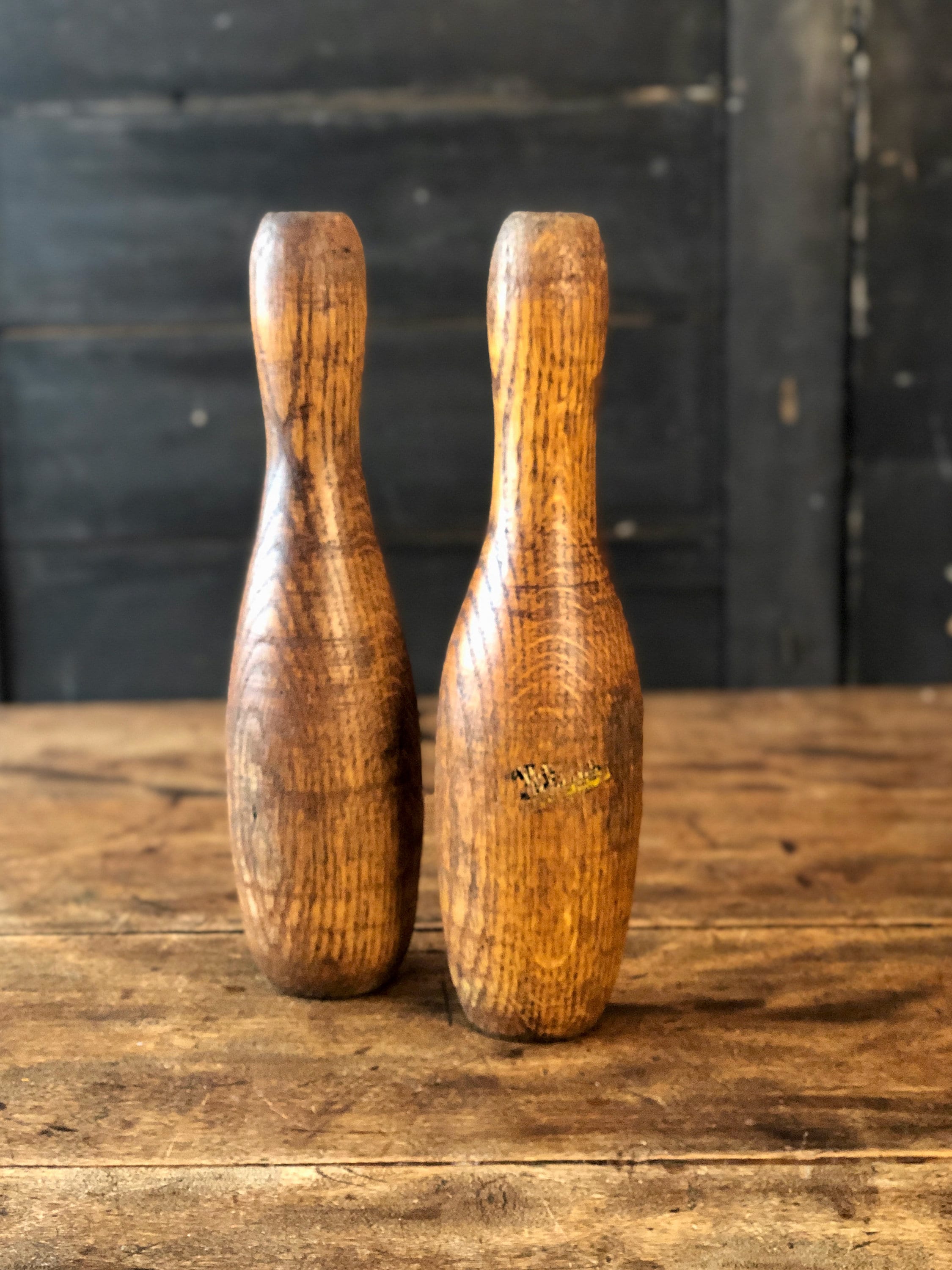 Wood Bowling Pins 12 1/2 H Pair Wooden Bowling Pins Etsy