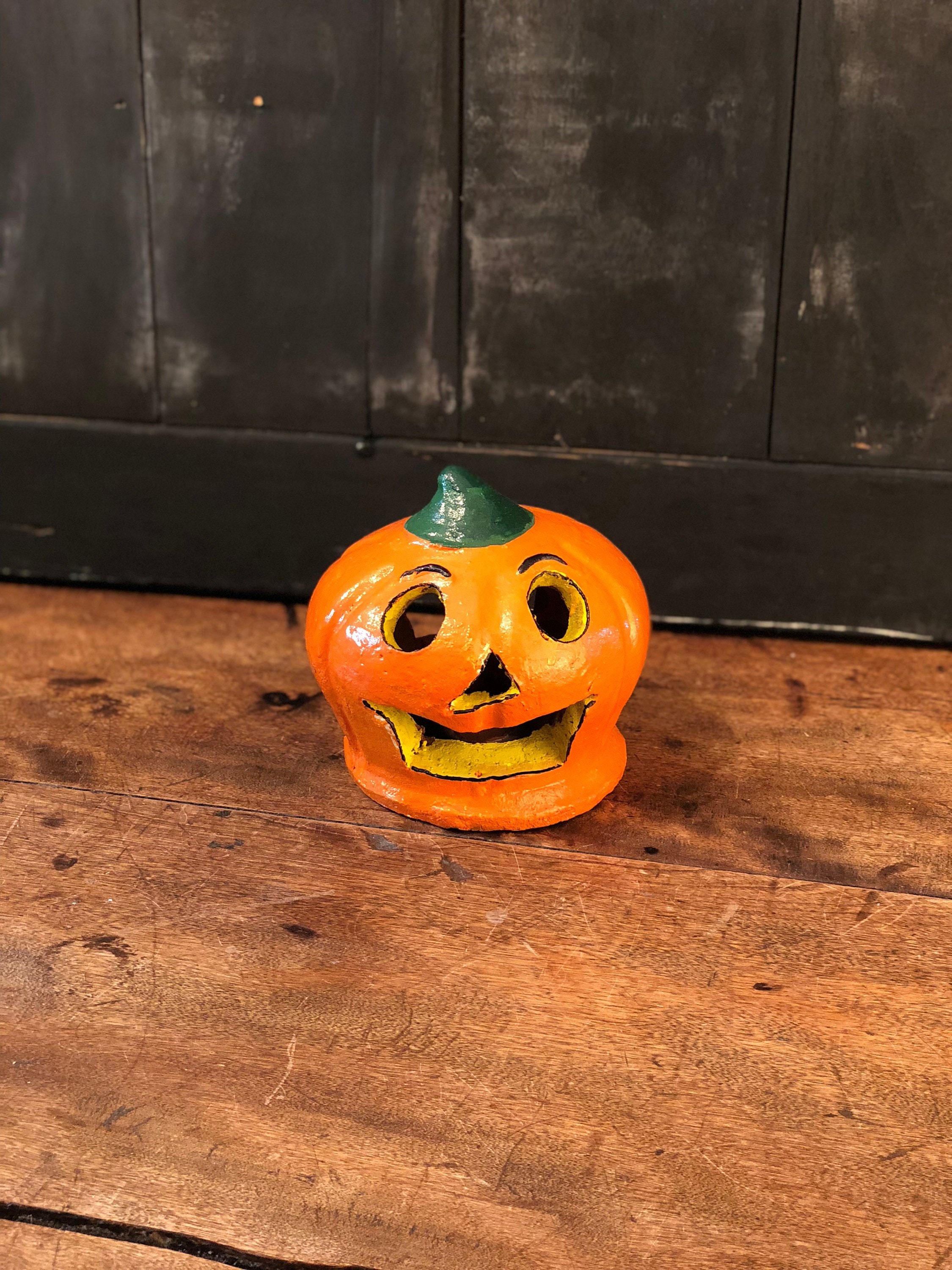 Vintage Jack O Lantern Halloween Pumpkin Pottery Candle Etsy