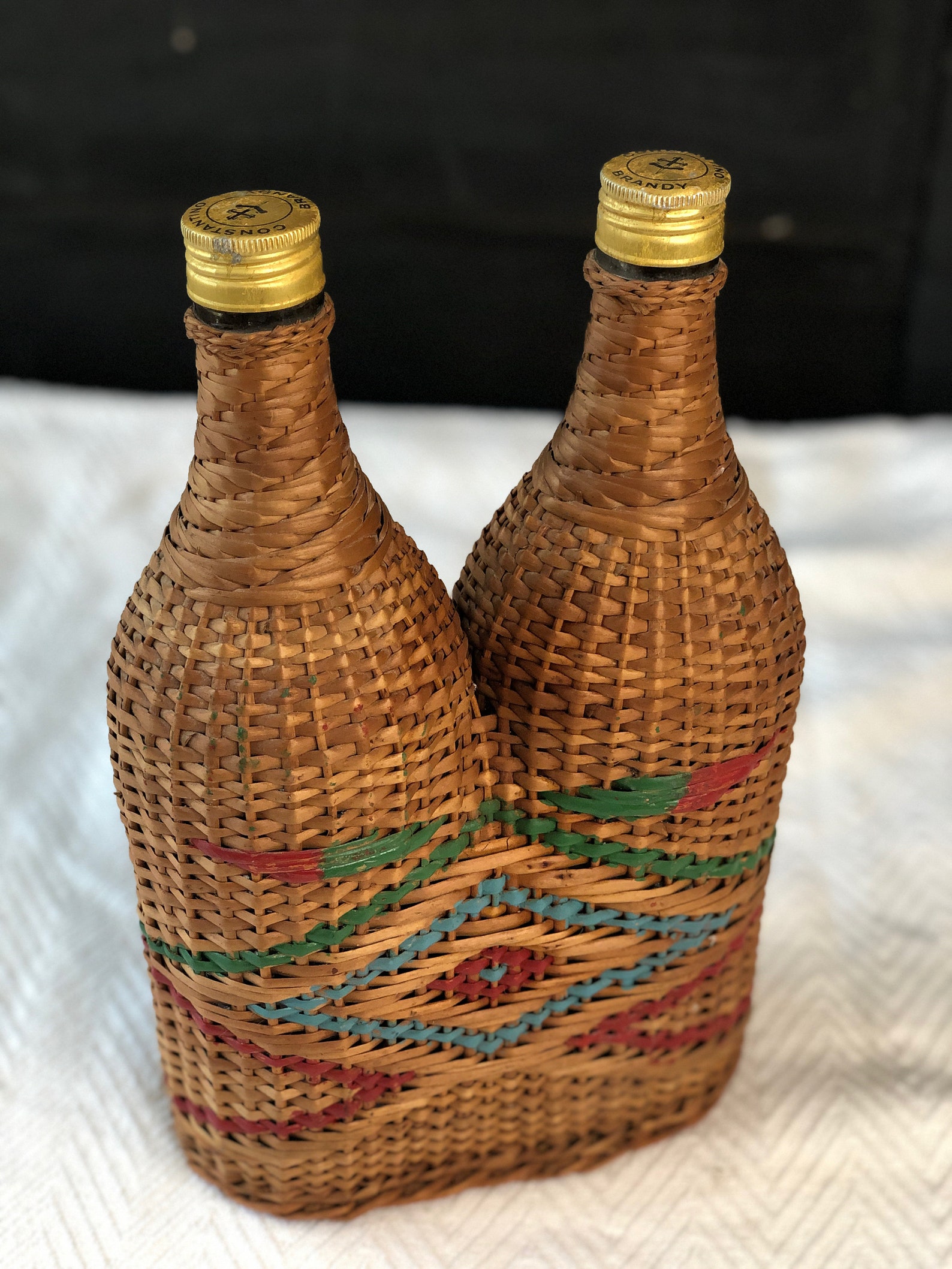Wicker Bottles Double Wicker Wine Bottles Demijohn Rustic Etsy