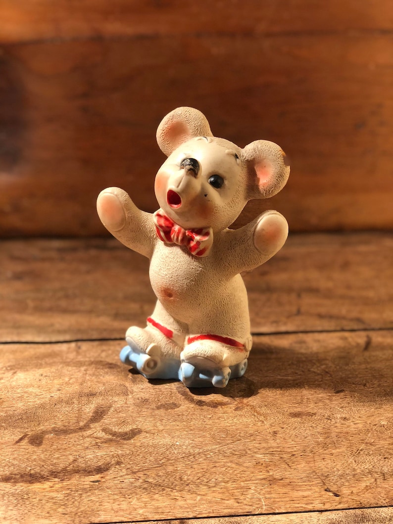 Dreamland Creations 1958 Vintage Dreamland Rubber Squeak Toy 1958 8 x 5 Roller Skating Bear