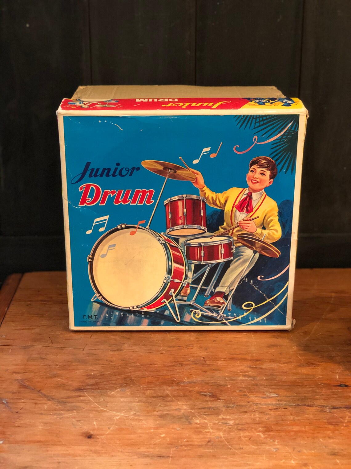 Toy Drum Set Original Box Bass Drum Side Drum Cymbal Foot Etsy
