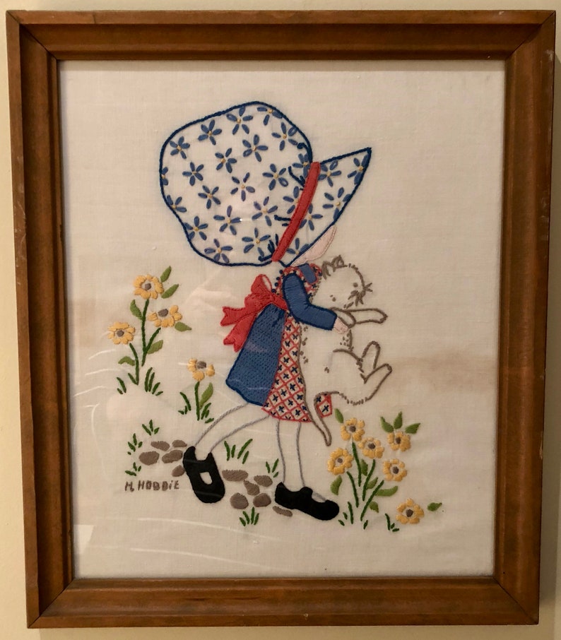 Pair Holly Hobbie Embroidered Art Work Wall Art Nursery Etsy