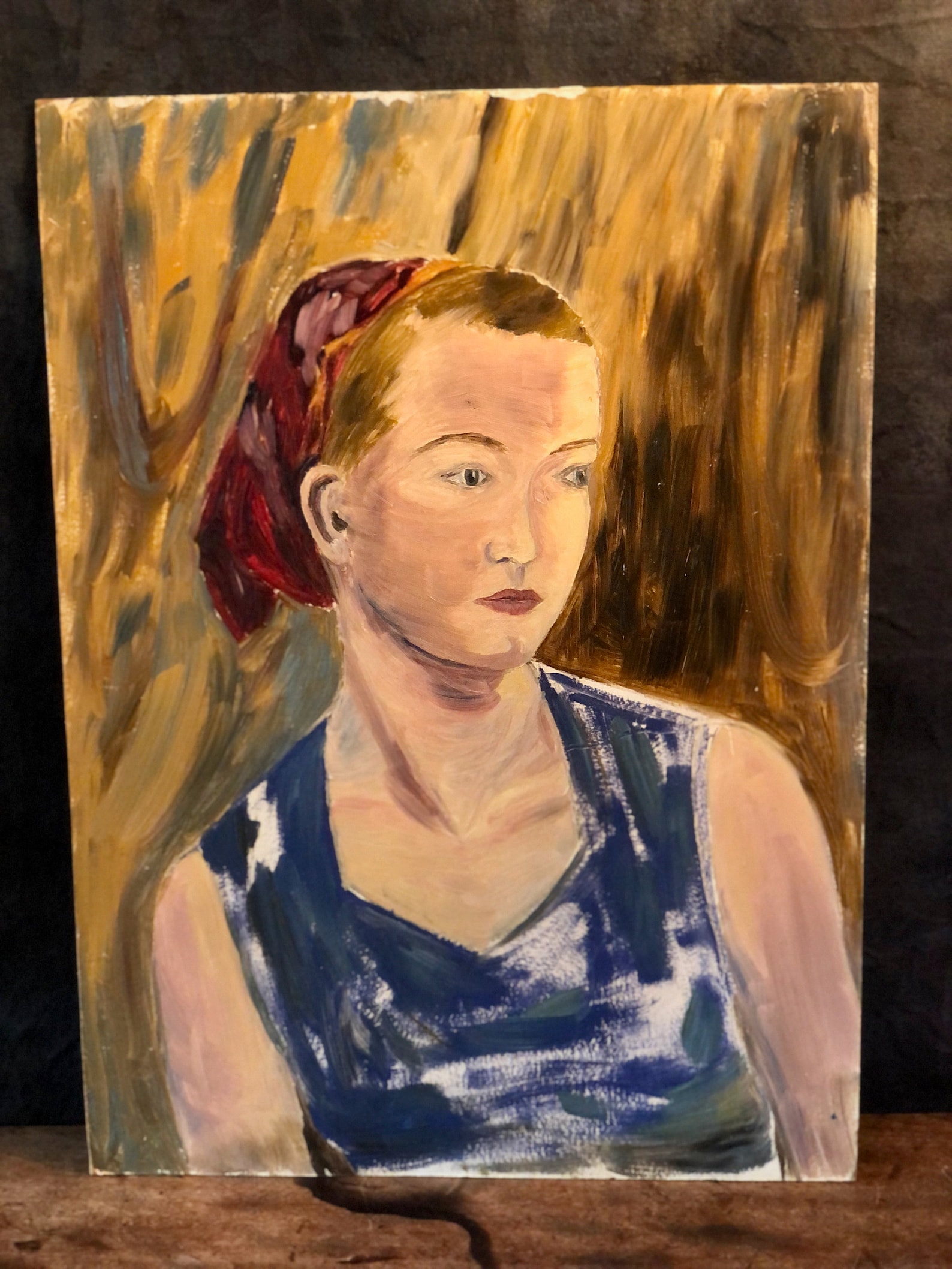 Woman with Bandana XL Original Oil Painting Reverse Side Etsy