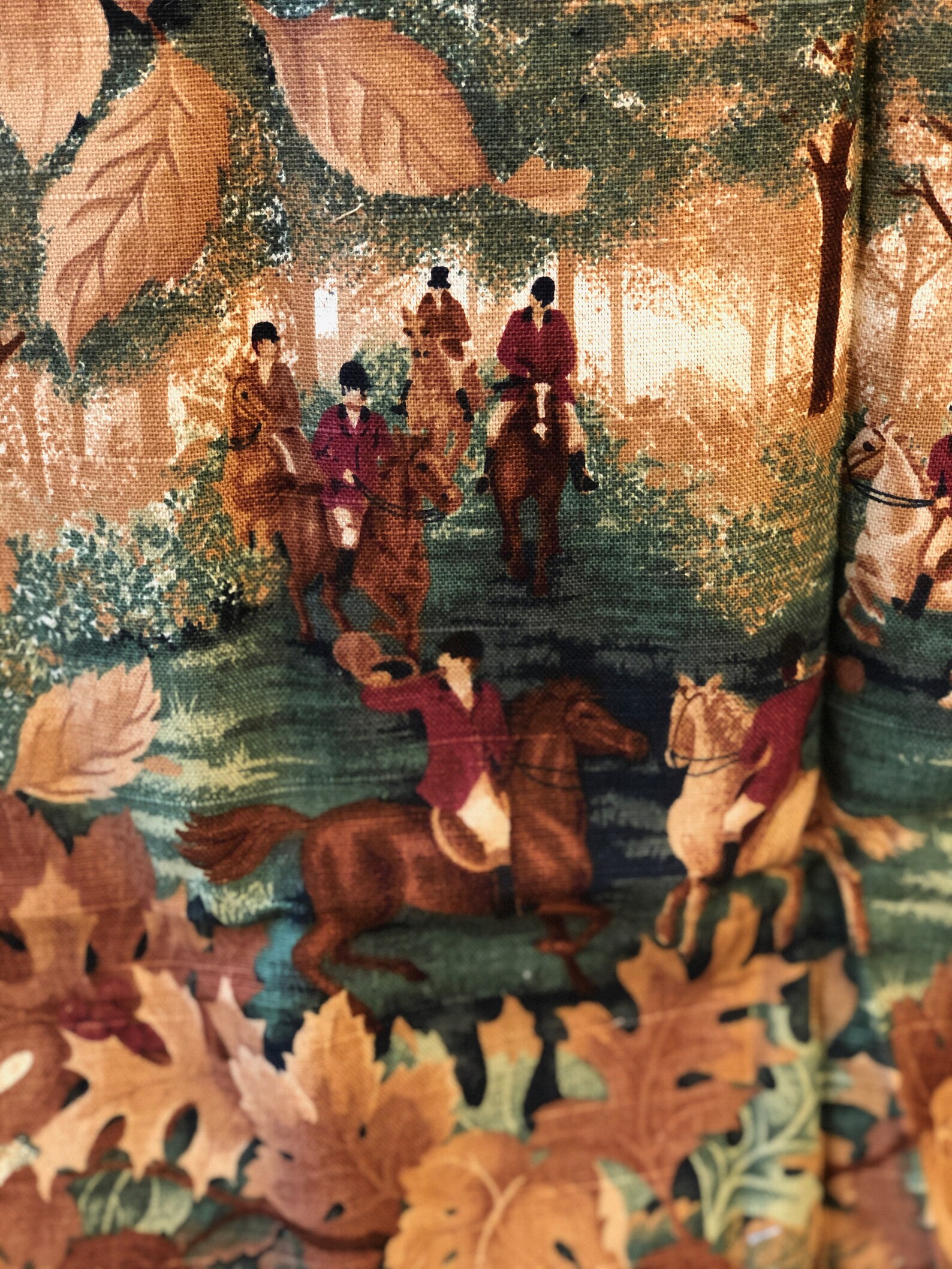 Fox Hunt Fabric Remnant Equestrian Fabric Autumn Fabric Etsy