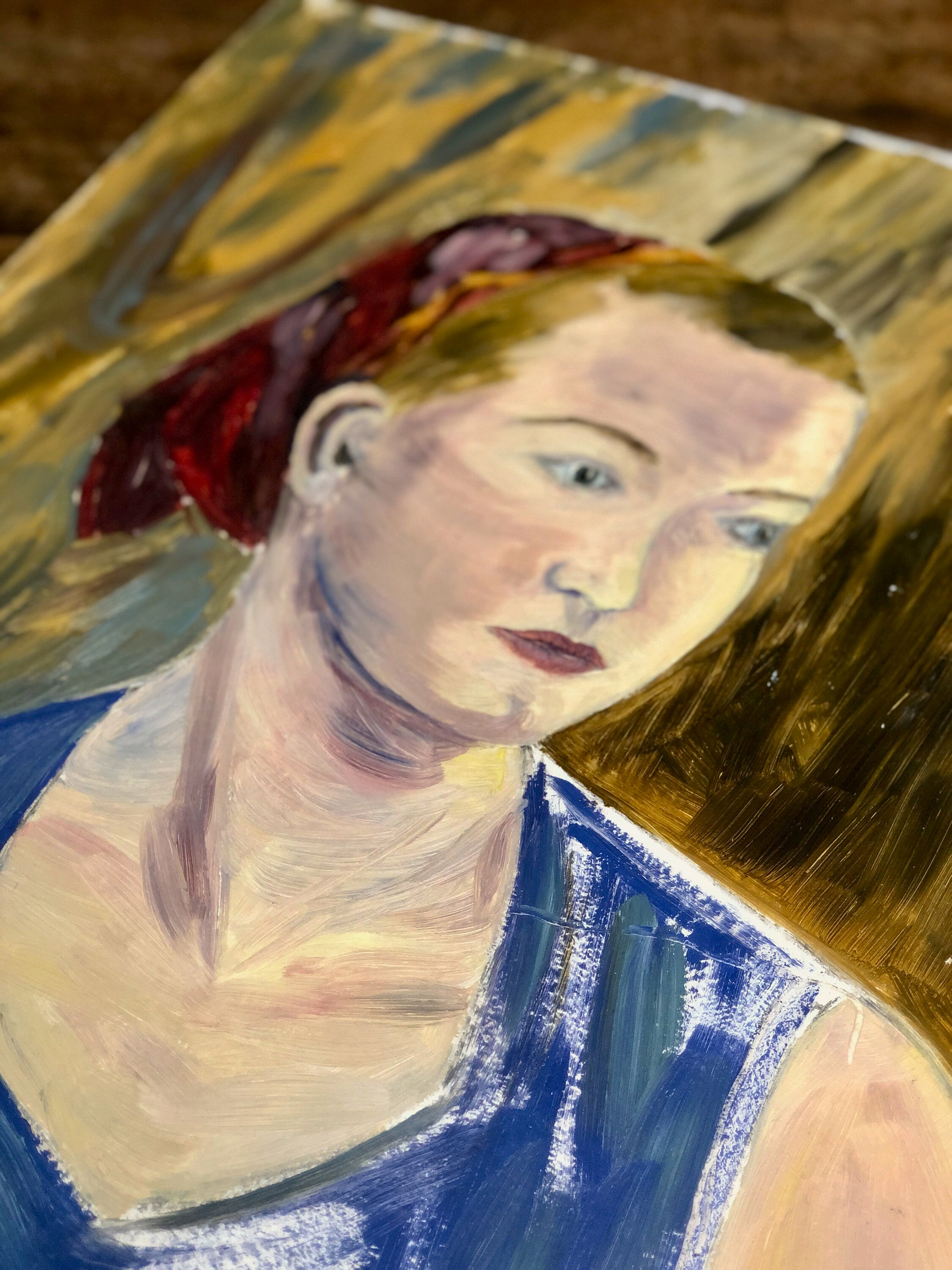 Woman with Bandana XL Original Oil Painting Reverse Side Etsy