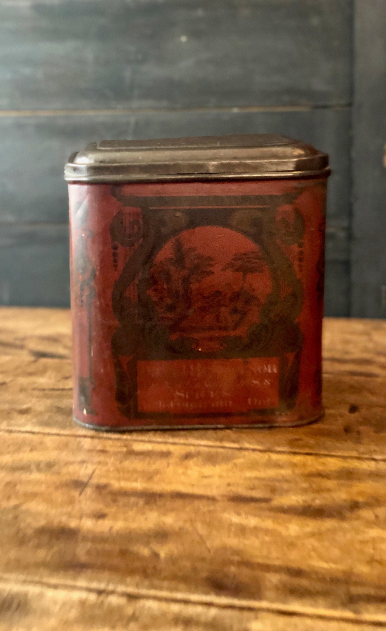 Tea Tin Large Red Tea Tin Tea box Antique Tin Approx 8 Etsy