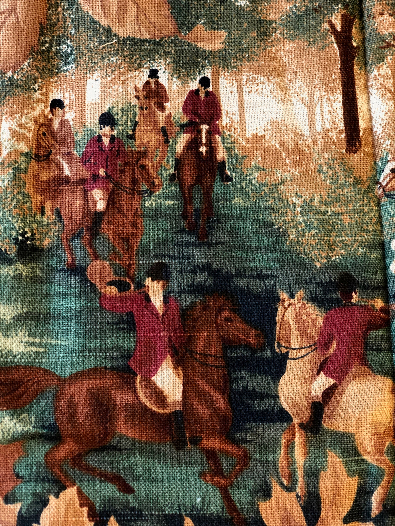 Fox Hunt Fabric Remnant Equestrian Fabric Autumn Fabric Etsy